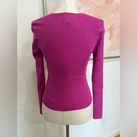 Pink Rose Fuchsia Ribbed Knit Sweater - Picture 3 of 5